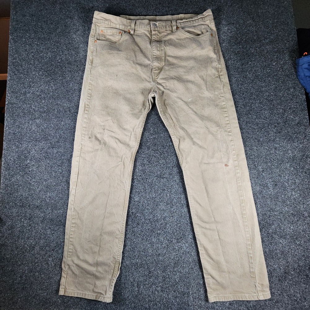 Levi's 505 Regular Fit Jeans Mens 40x32 Khaki Tan Straight Leg Denim Pants
